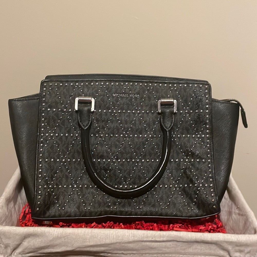 Black Studded Michael Kors Satchel Purse
